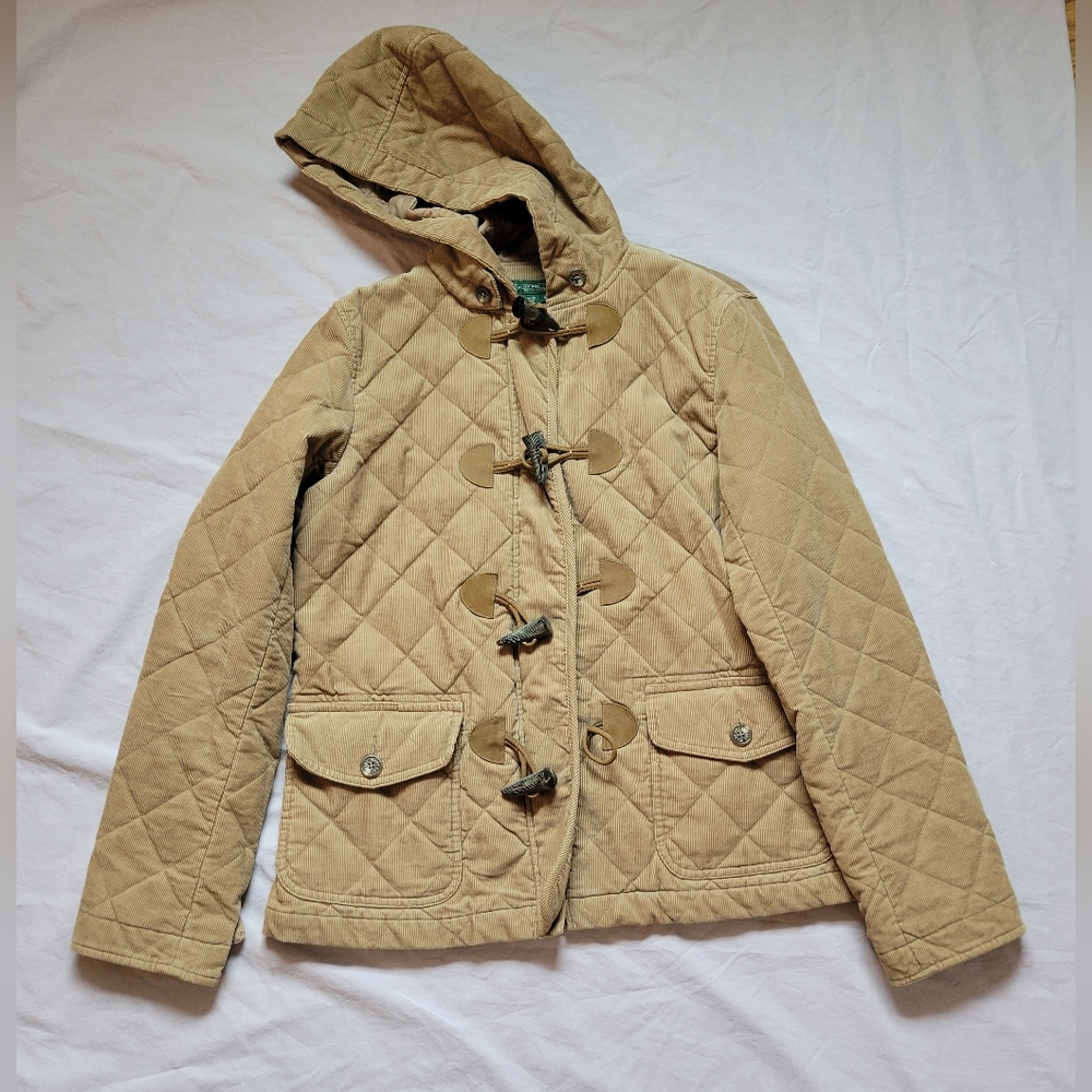 Ralph Lauren Quilted Hooded Toggle Trench Coat - Medium